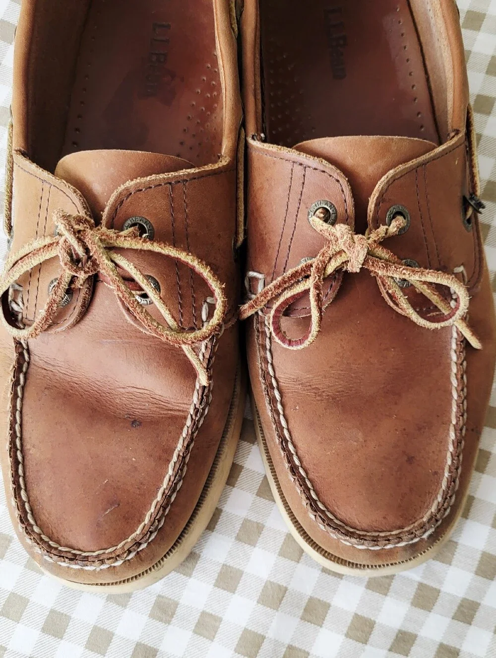 L.L.Bean Men's Brown Leather Boat Shoes, Size 10.5 D
